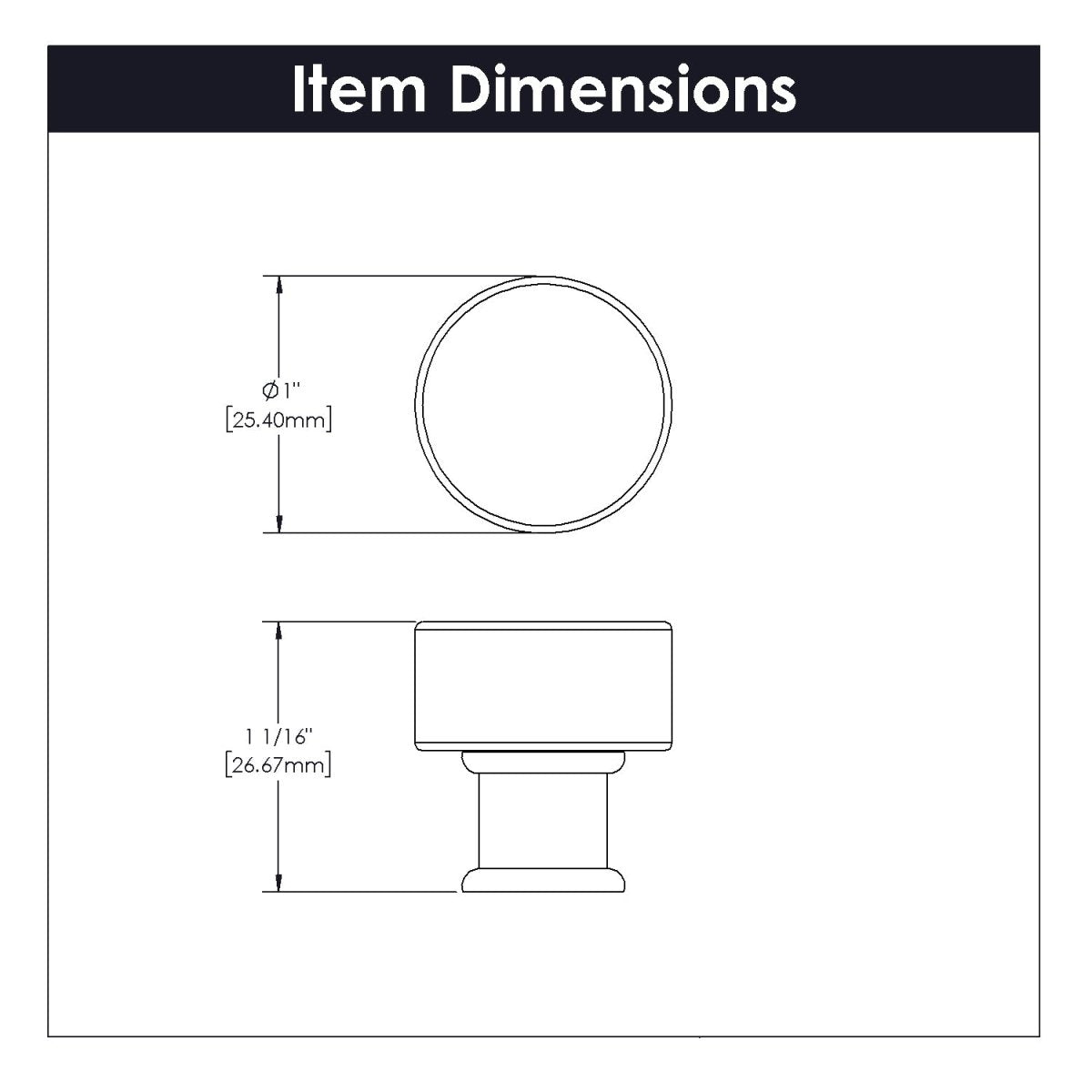 Drawer Knob 1 Inch Diameter - Midway Collection