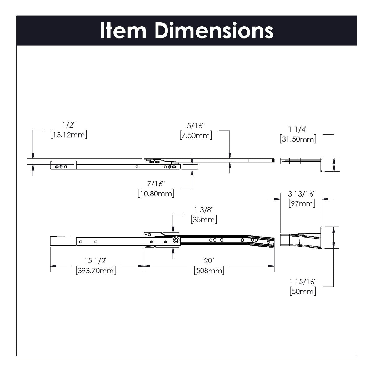 Drawer Slide Bottom Mount 3/4 Extension 12 Inch - Hickory Hardware
