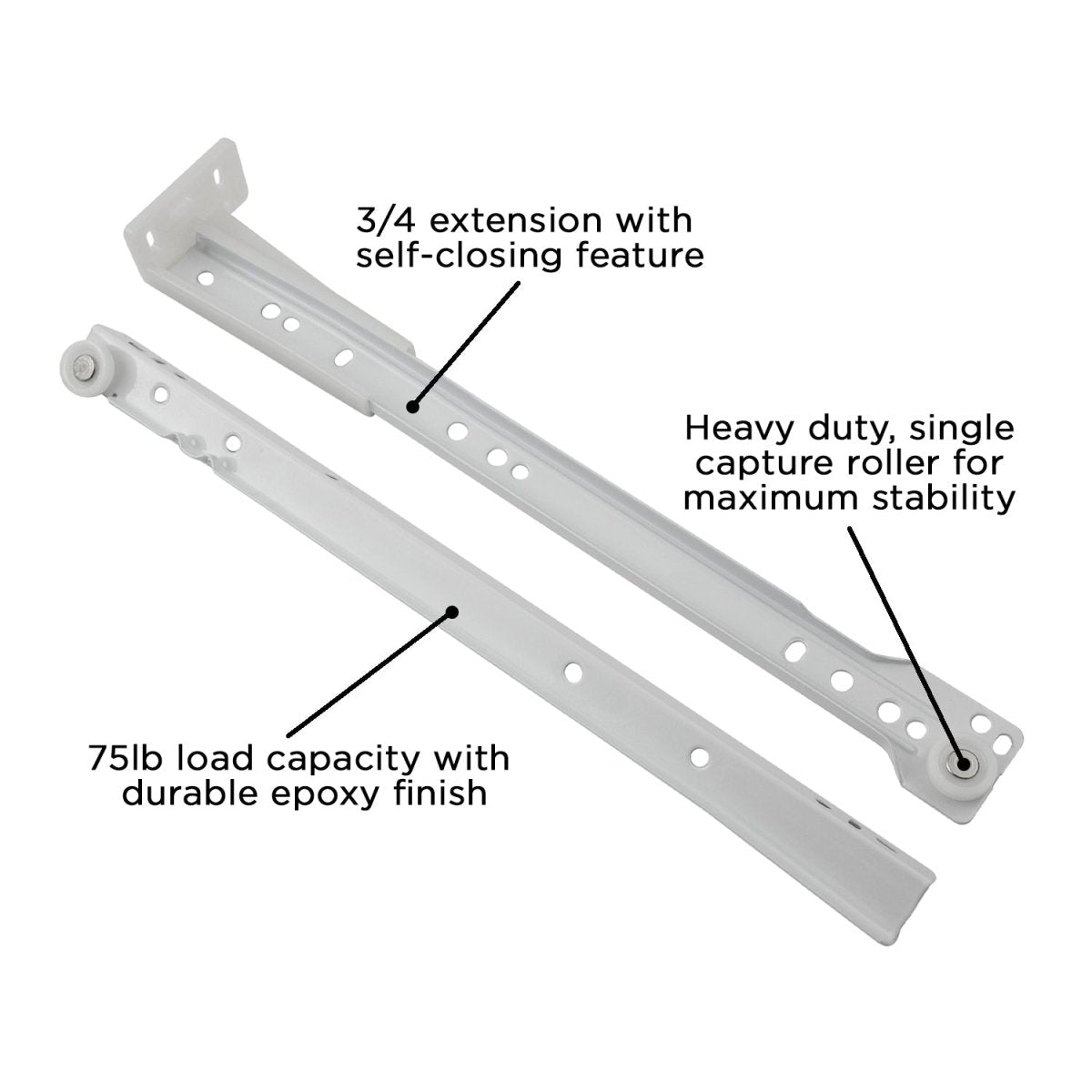 Drawer Slide Bottom Mount 3/4 Extension 12 Inch - Hickory Hardware