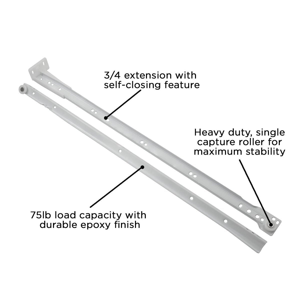 Drawer Slide Bottom Mount 3/4 Extension 12 Inch - Hickory Hardware