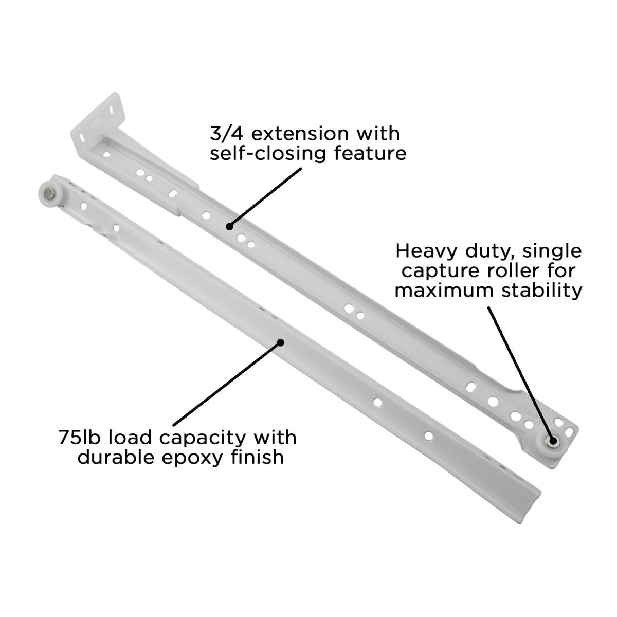 Drawer Slide Bottom Mount 3/4 Extension 12 Inch - Hickory Hardware