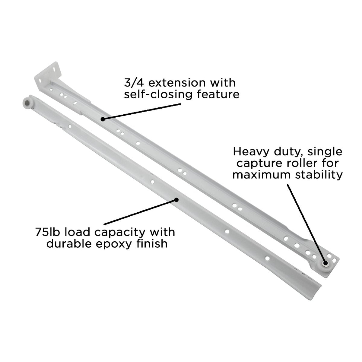Drawer Slide Bottom Mount 3/4 Extension 12 Inch - Hickory Hardware