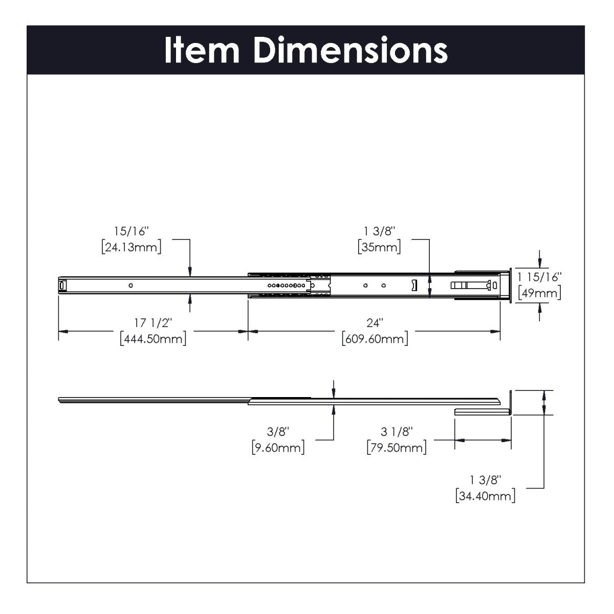 Drawer Slide Center Mount 3/4 Extension 12 Inch - Hickory Hardware