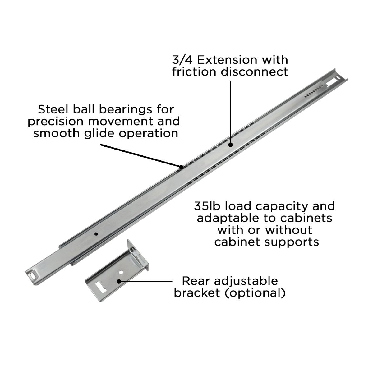 Drawer Slide Center Mount 3/4 Extension 12 Inch - Hickory Hardware