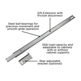 Drawer Slide Center Mount 3/4 Extension 12 Inch - Hickory Hardware