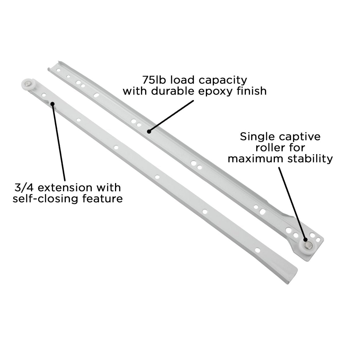 Drawer Slide Side Mount 3/4 Extension 12 Inch - Hickory Hardware