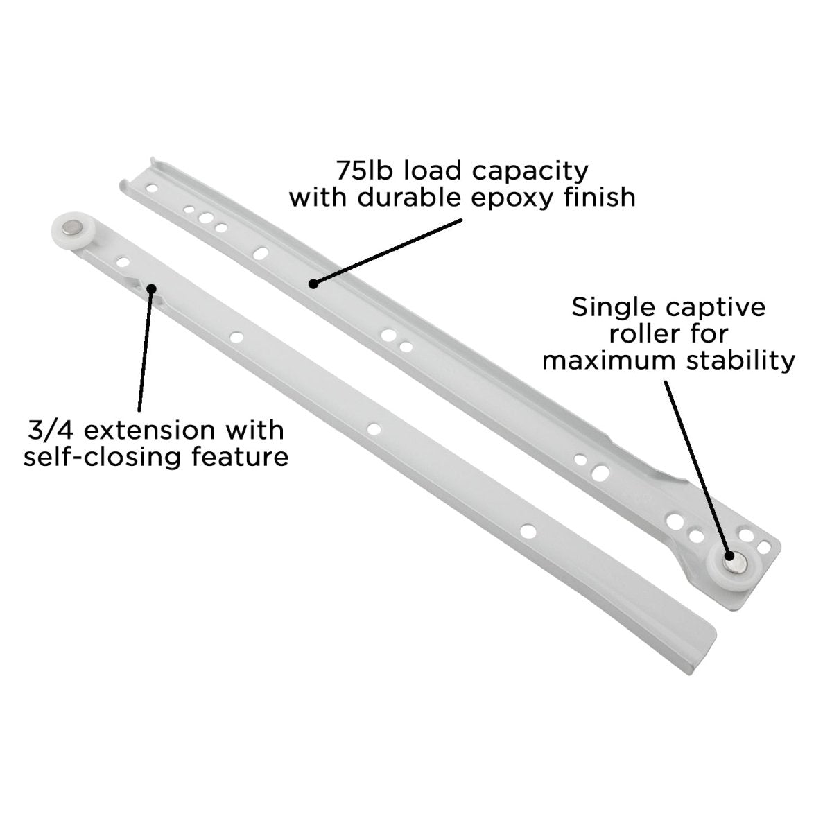 Drawer Slide Side Mount 3/4 Extension 12 Inch - Hickory Hardware