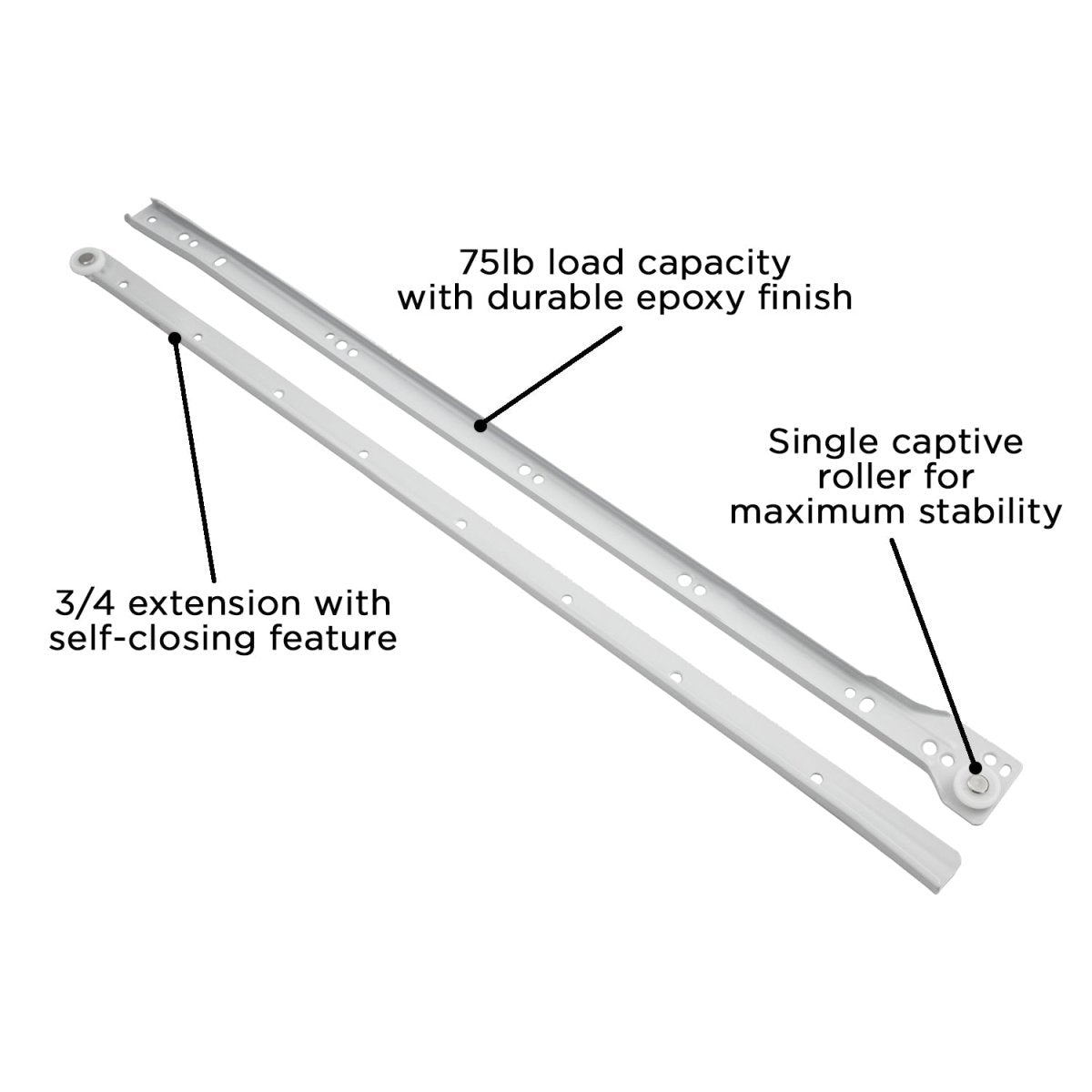 Drawer Slide Side Mount 3/4 Extension 12 Inch - Hickory Hardware