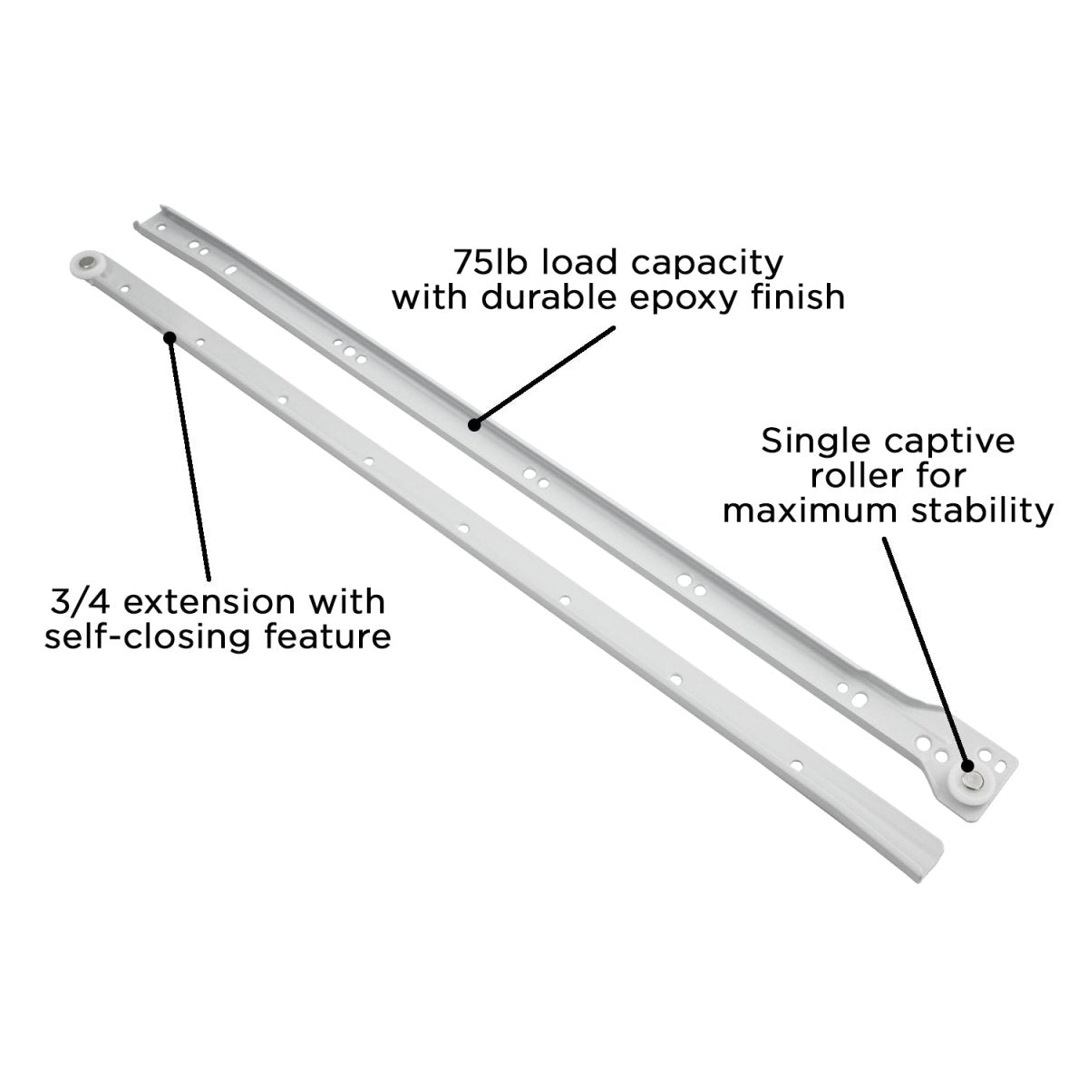 Drawer Slide Side Mount 3/4 Extension 12 Inch - Hickory Hardware
