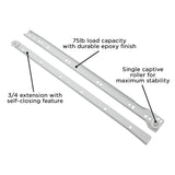 Drawer Slide Side Mount 3/4 Extension 12 Inch - Hickory Hardware