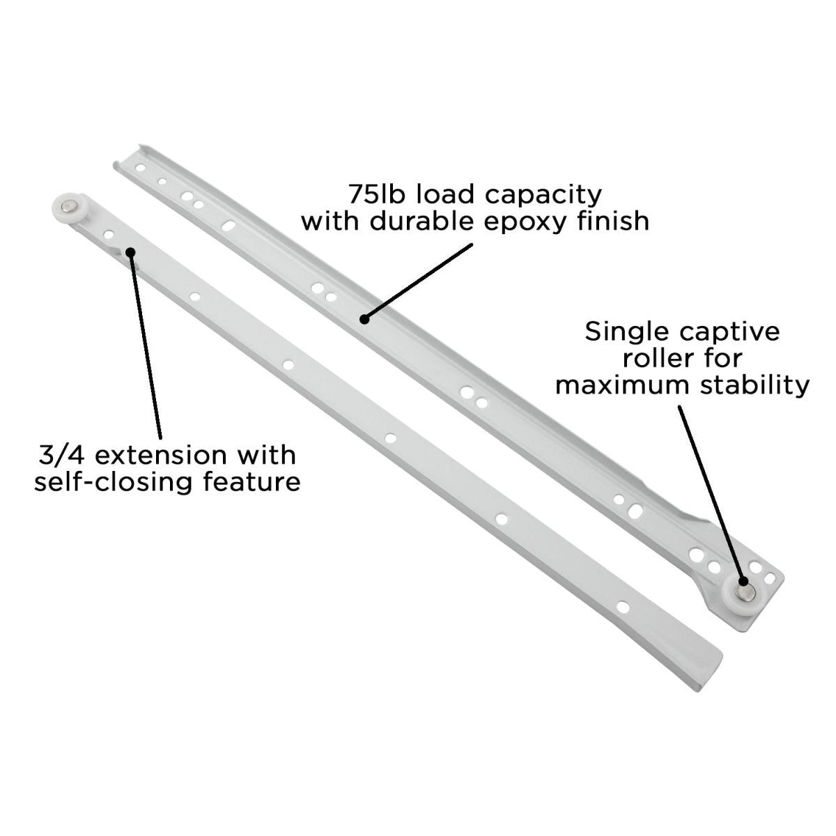 Drawer Slide Side Mount 3/4 Extension 12 Inch - Hickory Hardware