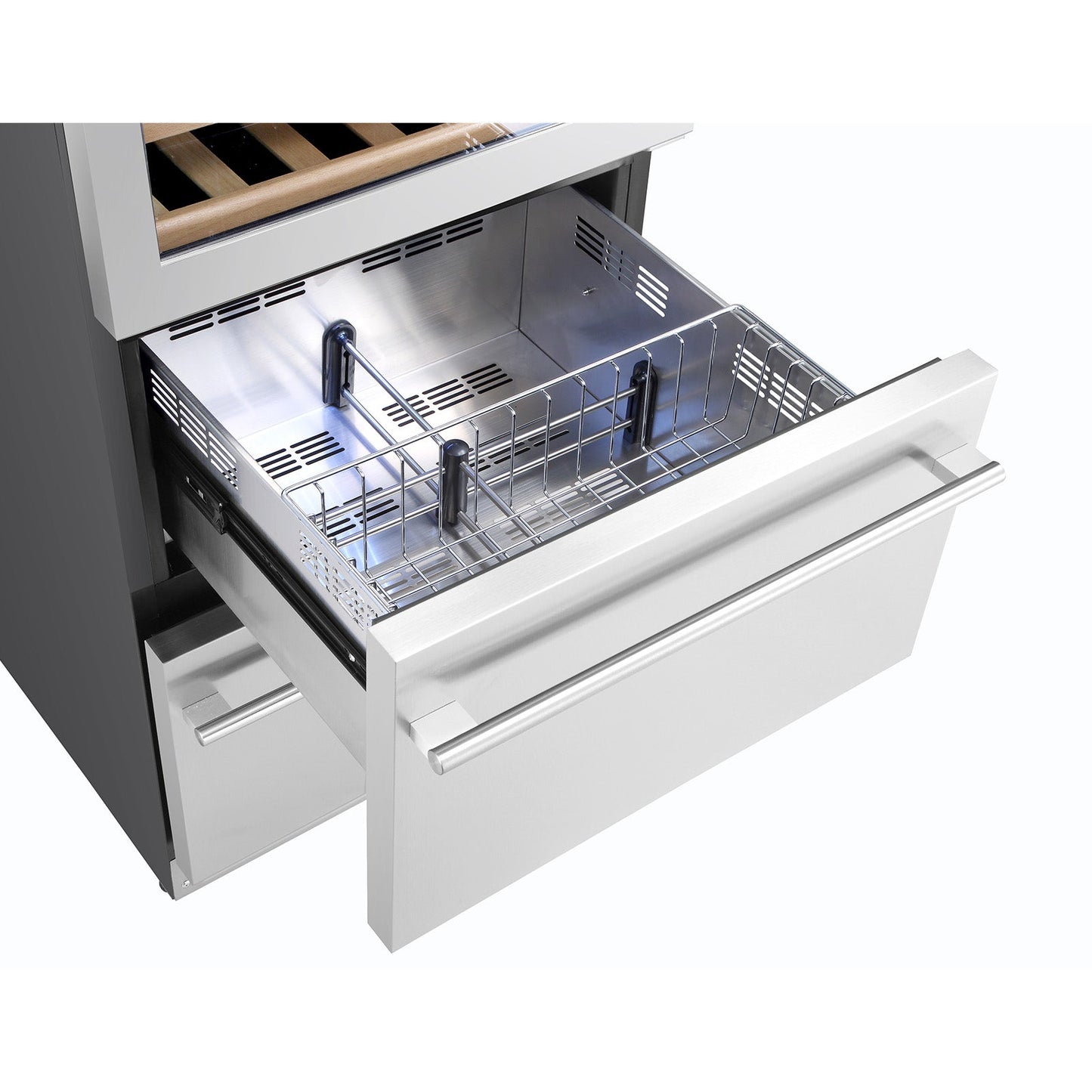 24 in. Dual Zone 108 Wine Bottles and 100 Cans Beverage & Wine Cooler in Stainless Steel