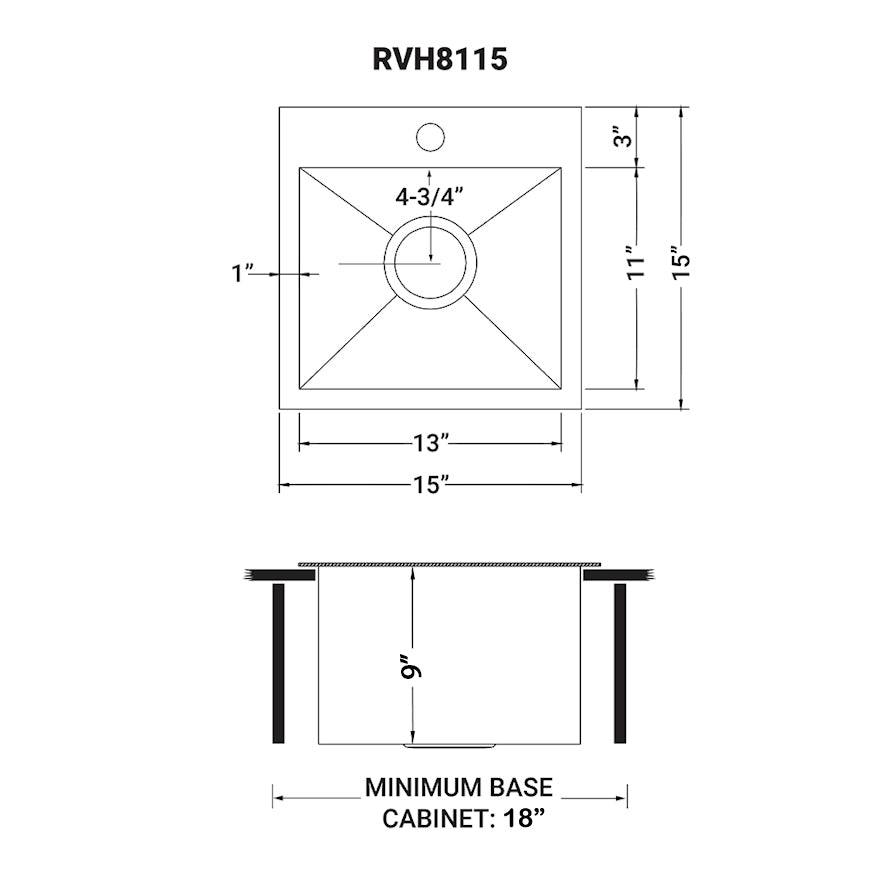 Drop-in Topmount Bar Prep Sink 16 Gauge Stainless Steel Single Bowl