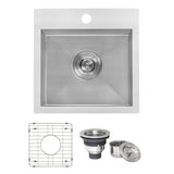 Drop-in Topmount Bar Prep Sink 16 Gauge Stainless Steel Single Bowl