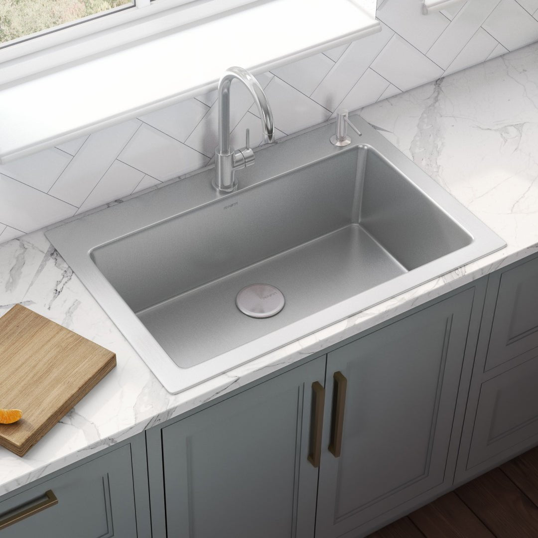 Drop-in Topmount Kitchen Sink 16 Gauge Stainless Steel Single Bowl