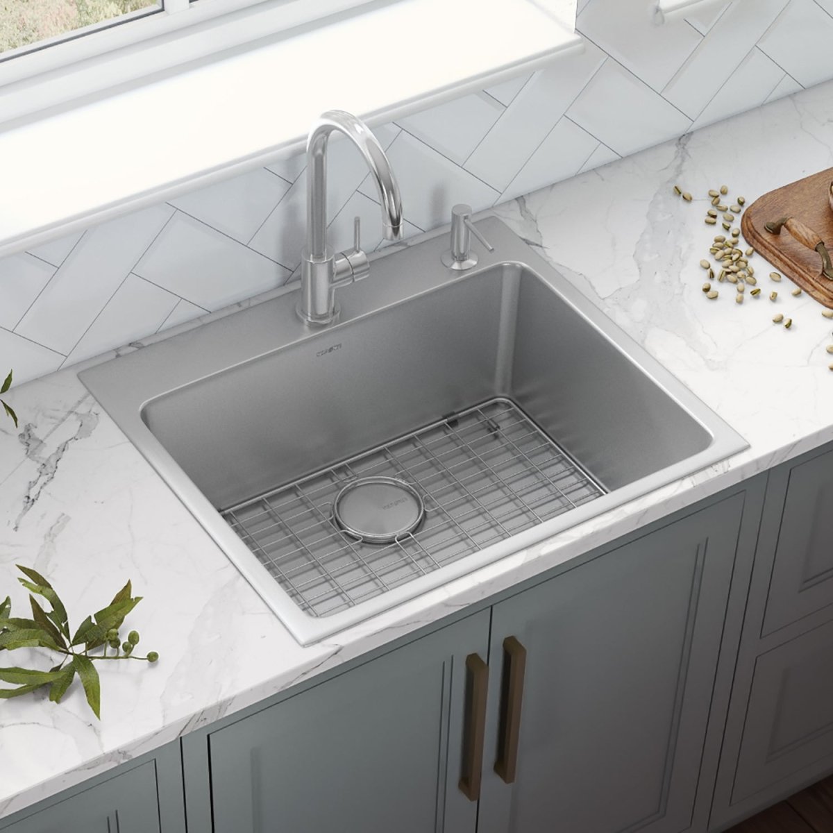 Drop-in Topmount Kitchen Sink 16 Gauge Stainless Steel Single Bowl