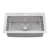 Drop-in Topmount Kitchen Sink 16 Gauge Stainless Steel Single Bowl