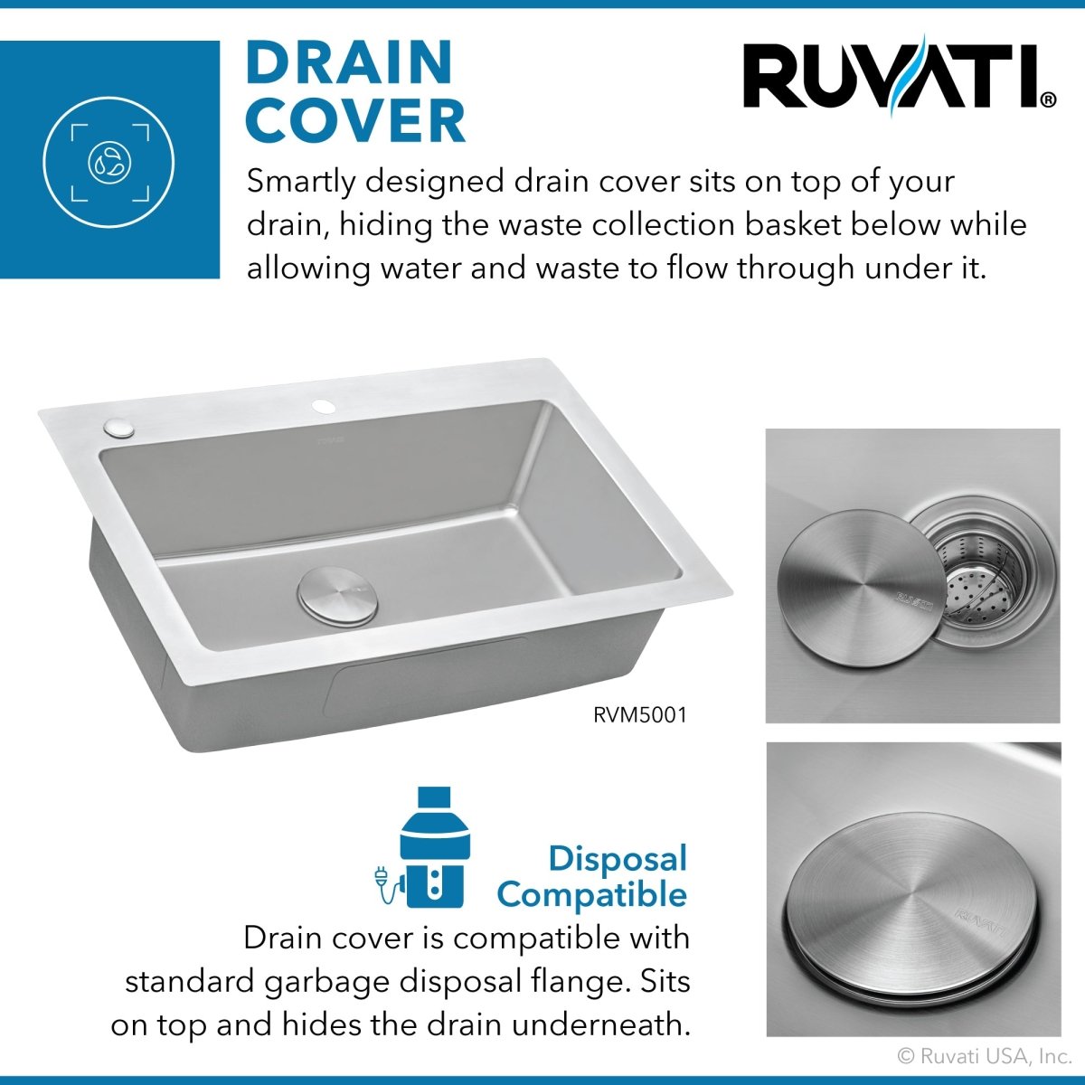 Drop-in Topmount Kitchen Sink 16 Gauge Stainless Steel Single Bowl