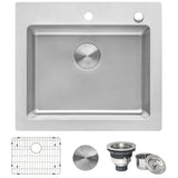 Drop-in Topmount Kitchen Sink 16 Gauge Stainless Steel Single Bowl