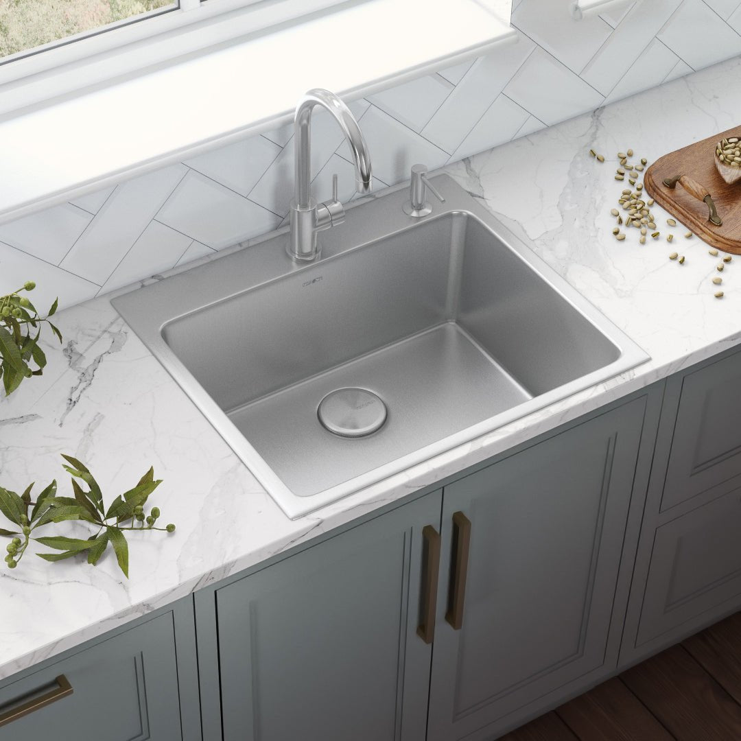 Drop-in Topmount Kitchen Sink 16 Gauge Stainless Steel Single Bowl