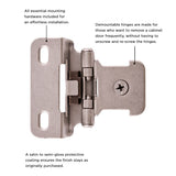 Dsingle demountable cabinet hinges 1/2 Inch Overlay (2 Hinges/Per Pack) - Hickory Hardware