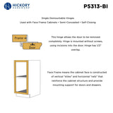 Dsingle demountable cabinet hinges 1/2 Inch Overlay (2 Hinges/Per Pack) - Hickory Hardware