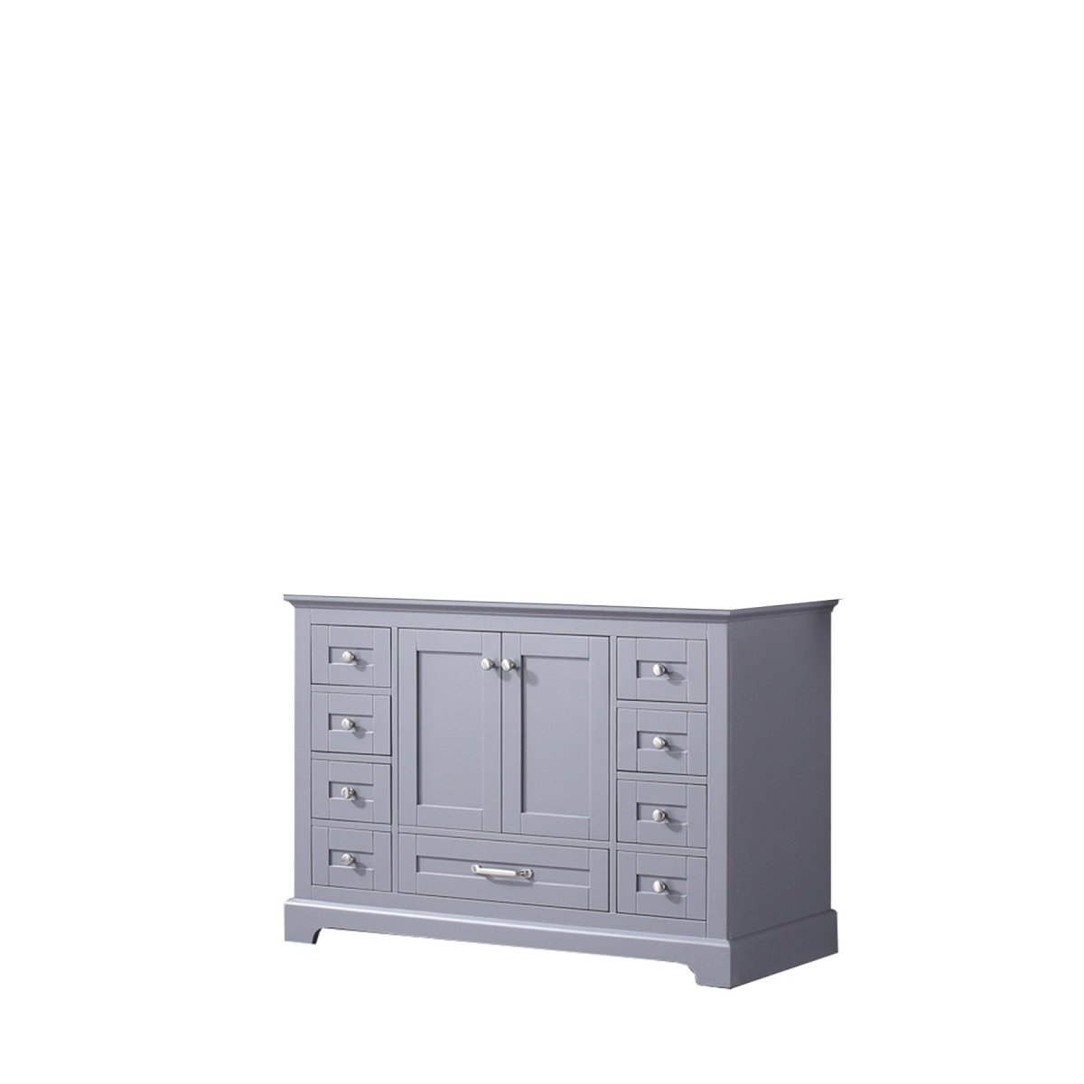 Dukes 48" Dark Grey Single Vanity, White Carrara Marble Top, White Square Sink and 46" Mirror