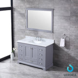 Dukes 48" Dark Grey Single Vanity, White Carrara Marble Top, White Square Sink and 46" Mirror