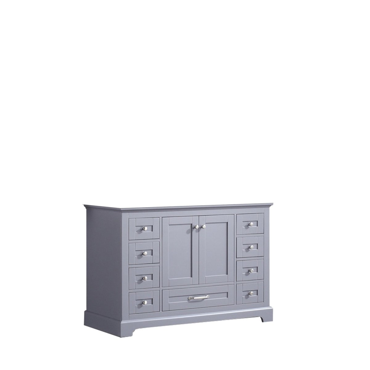 Dukes 48" Dark Grey Single Vanity, White Carrara Marble Top, White Square Sink and 46" Mirror