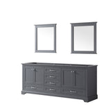 Dukes 80" Dark Grey Double Vanity, no Top and 30" Mirrors