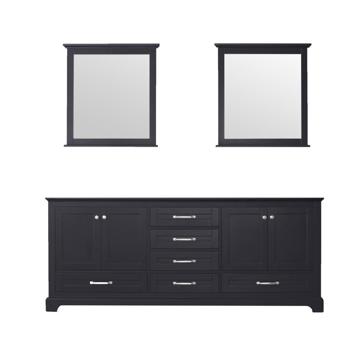 Dukes 80" Espresso Double Vanity, no Top and 30" Mirrors