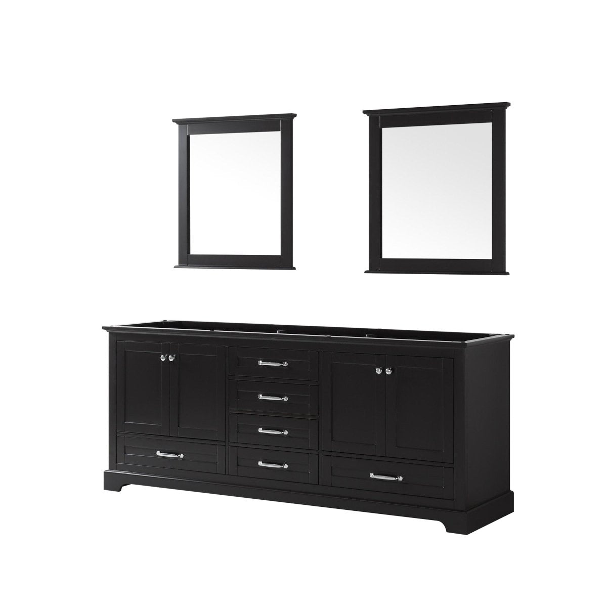 Dukes 80" Espresso Double Vanity, no Top and 30" Mirrors