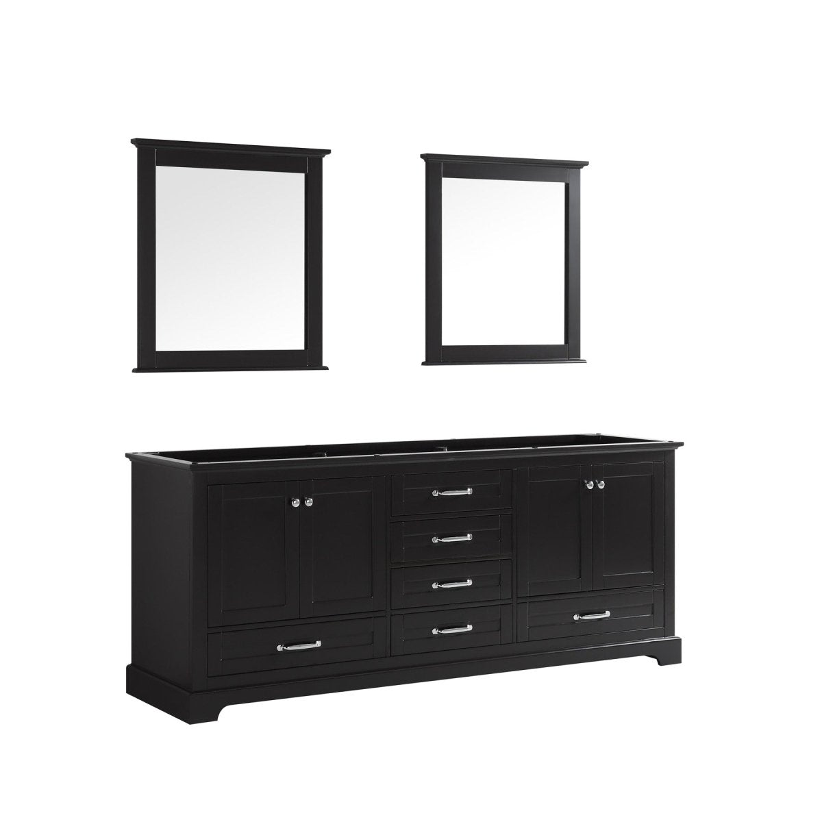 Dukes 80" Espresso Double Vanity, no Top and 30" Mirrors