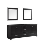 Dukes 80" Espresso Double Vanity, no Top and 30" Mirrors