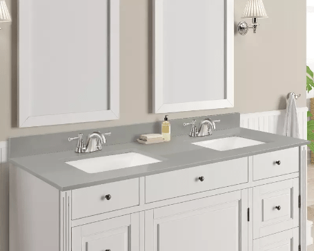 Earth Gray Quartz Rectangular Bathroom Vanity Sink Top