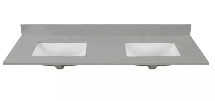 Earth Gray Quartz Rectangular Bathroom Vanity Sink Top