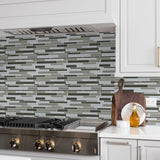 Element Mineral Blend Random Strip Glossy Glass Mosaic