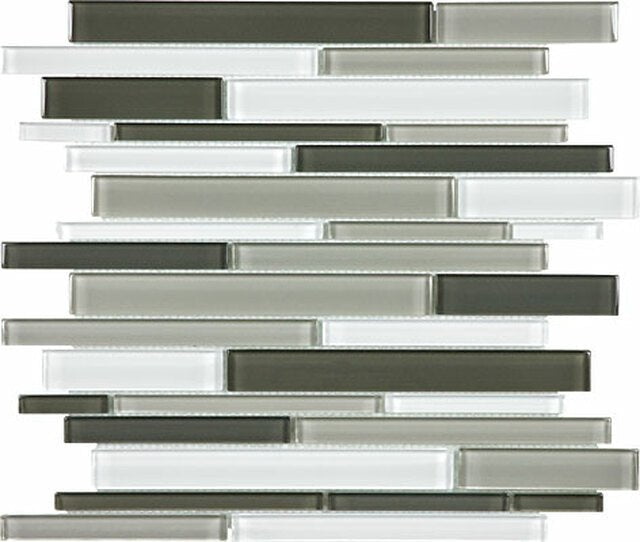 Element Mineral Blend Random Strip Glossy Glass Mosaic
