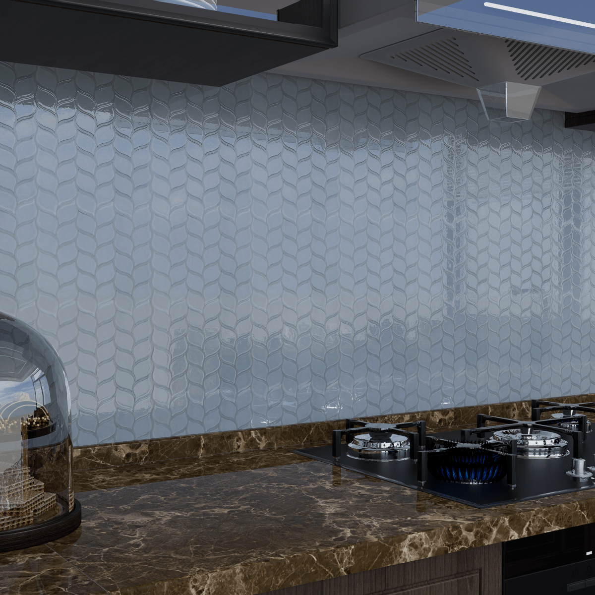 Element Shadow Petal Glossy Glass Mosaic