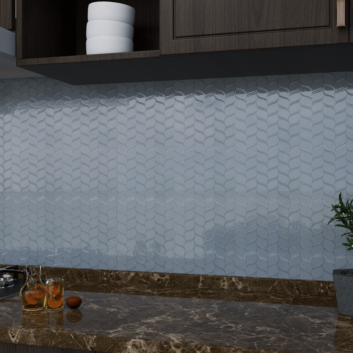 Element Shadow Petal Glossy Glass Mosaic