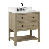 Encino 30-in Vanity Combo Light Oak with Carrara White Engineered Stone Top
