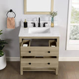 Encino 30-in Vanity Combo Light Oak with Carrara White Engineered Stone Top