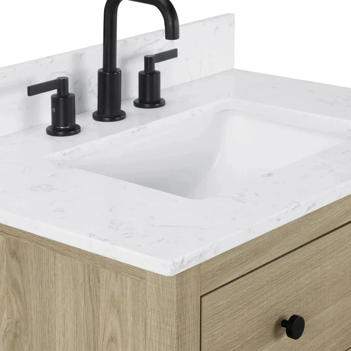 Encino 30-in Vanity Combo Light Oak with Carrara White Engineered Stone Top