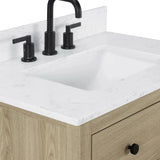 Encino 30-in Vanity Combo Light Oak with Carrara White Engineered Stone Top