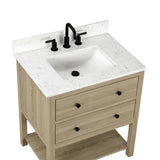 Encino 30-in Vanity Combo Light Oak with Carrara White Engineered Stone Top
