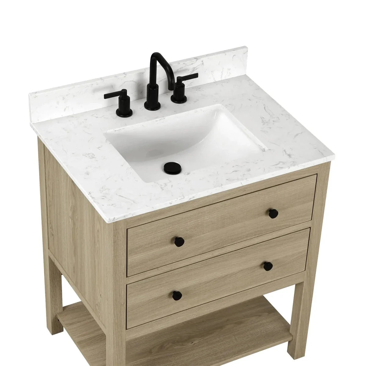 Encino 30-in Vanity Combo Light Oak with Carrara White Engineered Stone Top