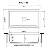 EpiCast - Ruvati 33-inch Matte Black Granite Farmhouse Workstation Apron-front Composite Single Basin Kitchen Sink