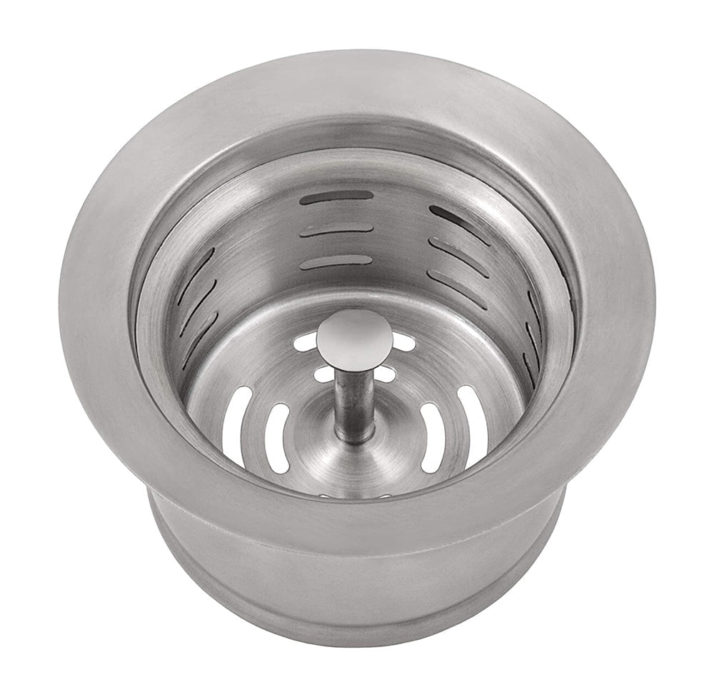 Extended Garbage Disposal Flange with Deep Basket Strainer for Kitchen Sinks - Stainless Steel