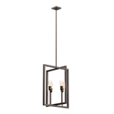 Farmhouse Chandelier, 4-Light Foyer Lighting for Dining Room, E26 Base, Brushed Nickel/Oil Rubbed Bronze Finish