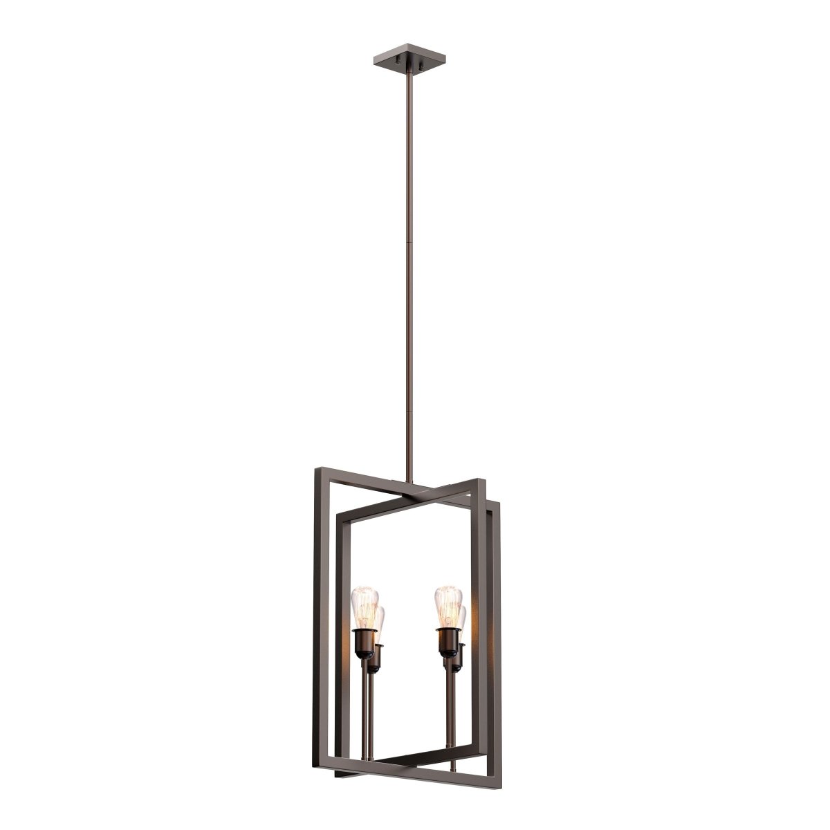 Farmhouse Chandelier, 4-Light Foyer Lighting for Dining Room, E26 Base, Brushed Nickel/Oil Rubbed Bronze Finish